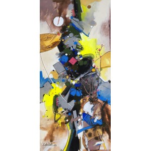 Zohaib Rind, 15 x 33 Inch, Acrylic on Paper, Abstract Painting, AC-ZR-267